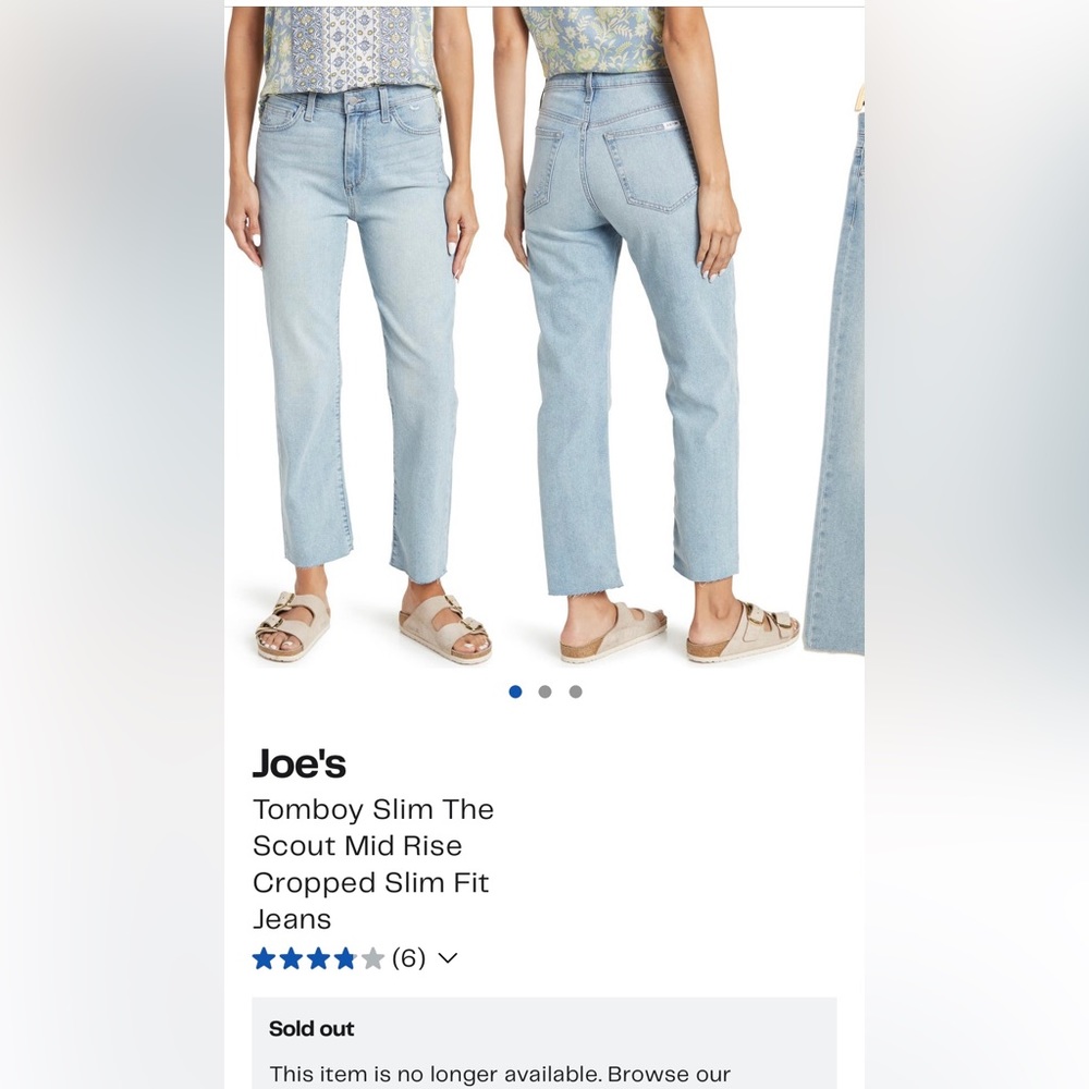 Joe’s Jeans - Tomboy Slim the scout mid rise cropped slim fit jeans - size 27